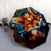 1pc Stained Glass Fox Design Automatic Opening Folding Umbrella with 8-Bone Iron Frame - Portable Outdoor for Fans, Travelers, Everyday Use, Festive G