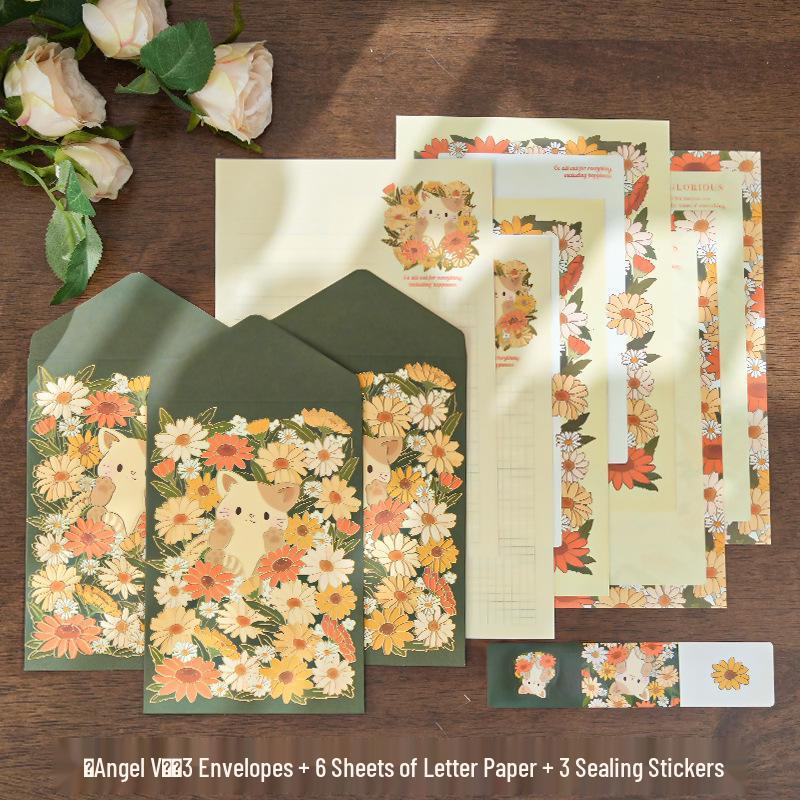 Romantisches Märchen Goldfolien Grußkarten- & Umschlagset – DIY Nachrichten Briefkopf in 4 Stilen