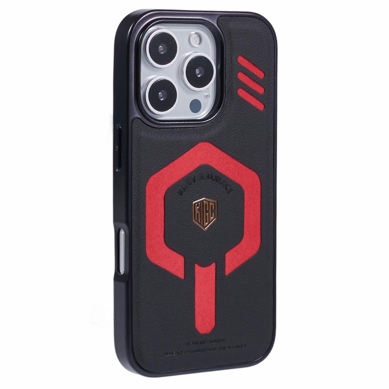 KIGC For iPhone 16 Pro Case Compatible with MagSafe Leather+PC+TPU Phone Cover C