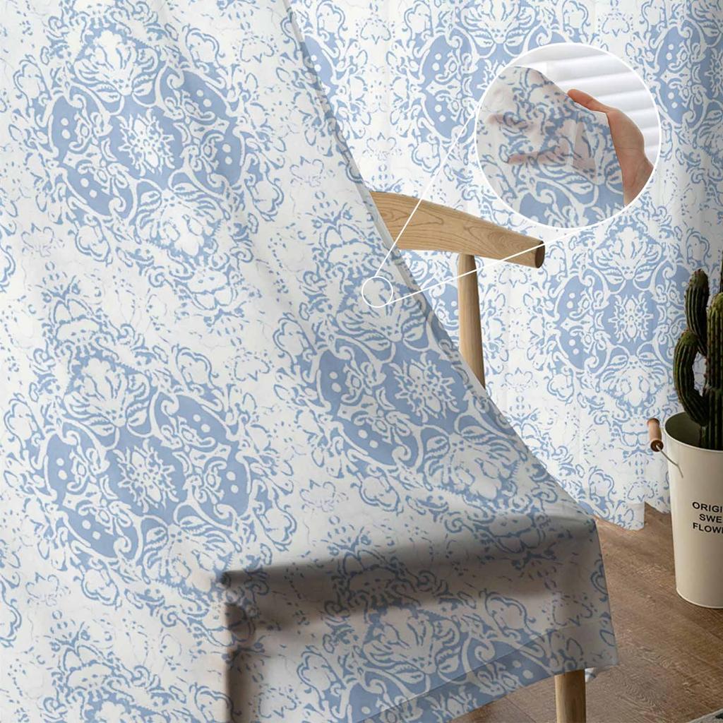 Tüllvorhänge im ethnischen Stil mit persischem Retro-Muster und Blumenmuster für Fenster, Wohnzimmer, Schlafzimmer, Hotel, Luxusdekoration, transparente Vorhänge