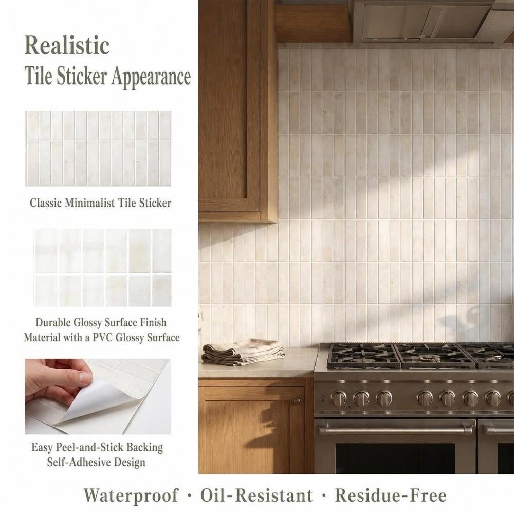 2PCS Vintage PVC Self Adhesive Tile Sticker Oil Proof Brick Print Wall Decal  For Bathroom