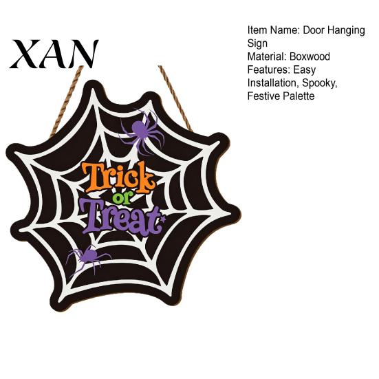 Halloween Gift for Friends Wooden Door Hanger Sign, Spider Web Hanging Trick Rustic Farmhouse Holiday Ornament or Treat Plaque, Entryway Sign