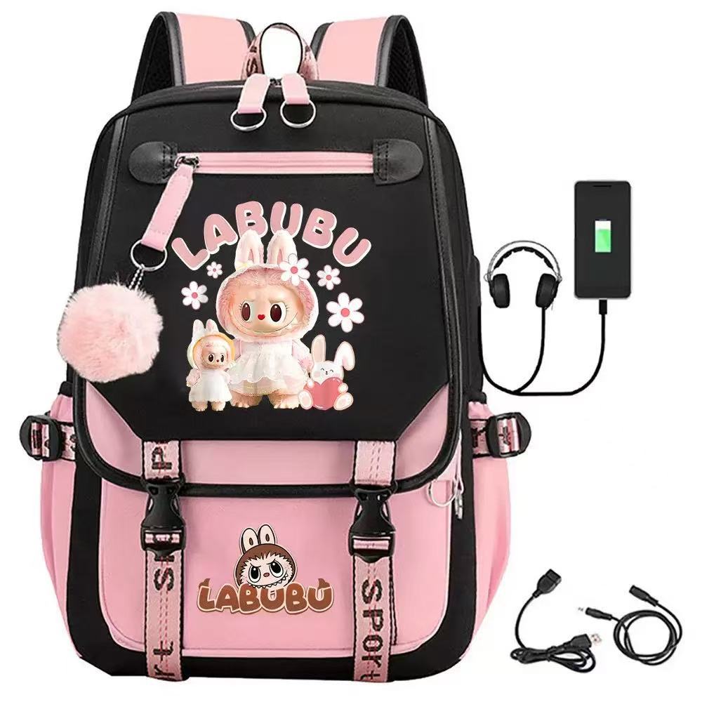 Cartoon Labubu Printed Backpack Travel Bag Computer Bag Student Men's and Women's Casual Backpack Schoolbag New