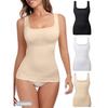 Women Solid Tie Dye Stone Washed Sleeveless Shaping Vest Shapewear Top
