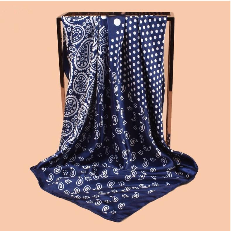 High Quality Polka Dot Square Scarf Women Designer Twill Silk Scarf Shawl Hijab Luxury Bandana Fashion Neckerchief HeadScarf
