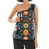Women Shoulder Surgery Shirt Sleeveless Floral Print Top with Snap Buttons and Tear-Away Design Medical Recovery Apparel