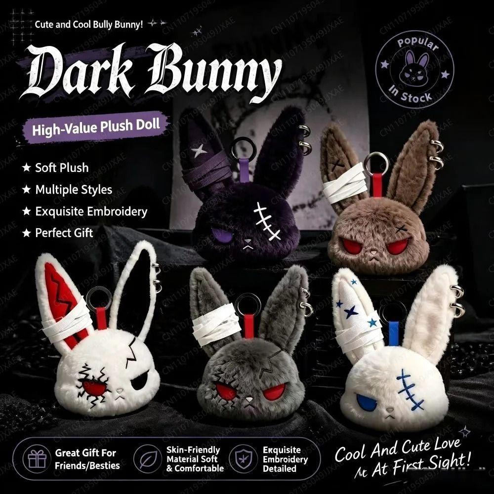 Gothic Style Bunny Plush Keychain Plush Rabbit Bag Charm Cute Bunny Keyring Daily Carry