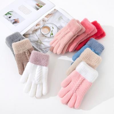 Kids Winter Glove Double Layer Thick Warm Thermal Fleece Lined Windproof Knit Gloves for Children Soft Plush Outdoor Play Gloves