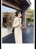 Women's French Knit Lapel Sweater Dress with Coat, Autumn/Winter Style - Loose, Long, Over-the-Knee, Thick Design