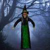 Horror Halloween Witch Hanging Electric Open Mouth Induction Light Sound Green Haunted House Witch Decoration