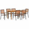 Garden Dining Set 7 Pcs Black Solid Acacia Wood