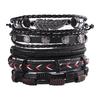 1 Mode-Armband Wikinger-Armband Für Männer Handgelenk-Armbänder Geflochtenes Totenkopf-Hand-Schmuckstück Verstellbares Leder-Set-Armband Für Leder