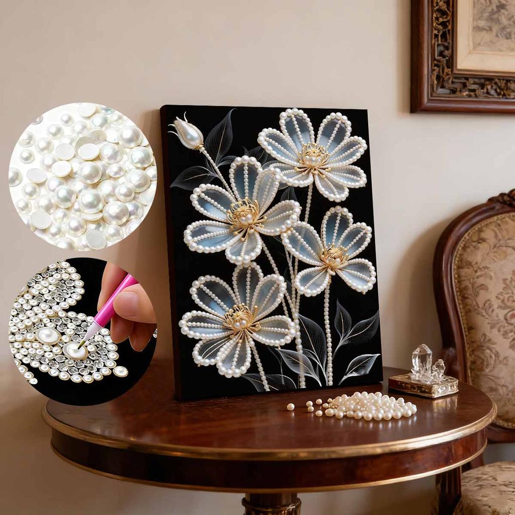 5D DIY Frameless Pearl Painting Daisy Pattern Painting Kit, Suitable for Home Living Room Bedroom and Other Wall Decoration Art Paintings