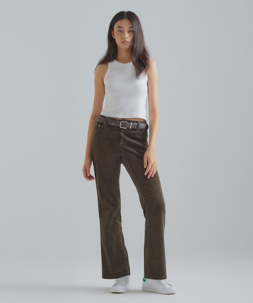 Peulaentigseobiseu Corduroy Bootcut Slacks - Khaki Brown