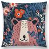 Animal Tale Spring Floral Garden Pattern Sofa Throw Pillow Case Bear Fox Unicorn Bear Birds Flower Leaf Fantasy Cushion Cover