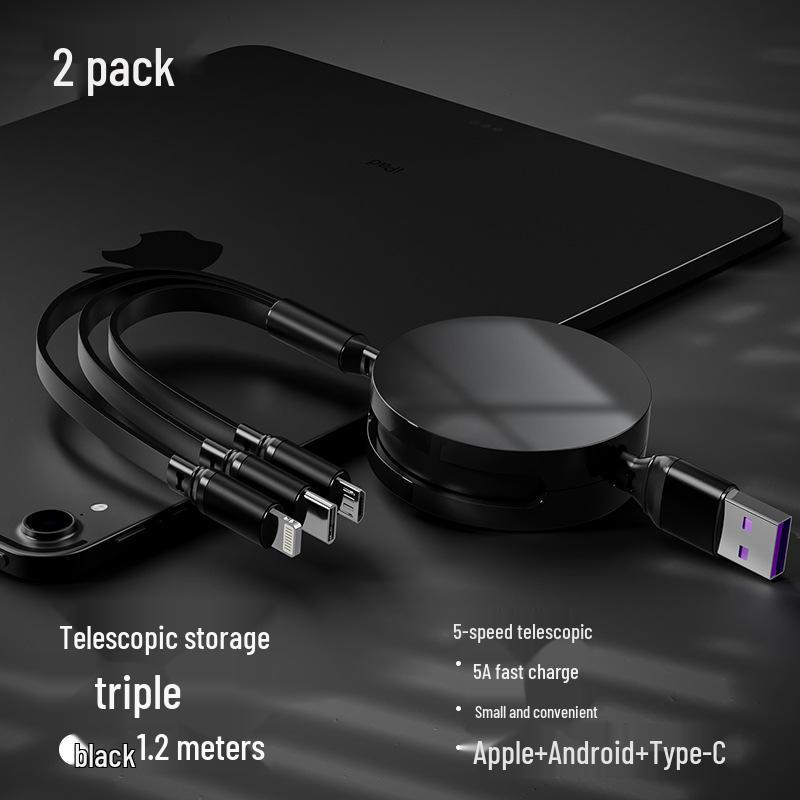 Juran Retractable Multi-Head Fast Charging Cable - 3-in-1 Function