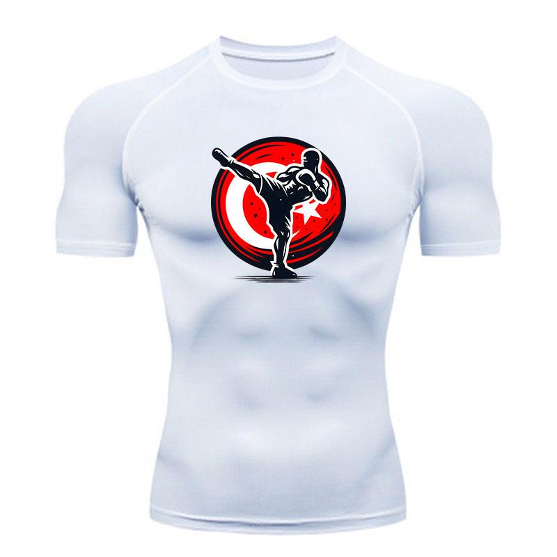 Men's Quick Dry Compression Athletic T-shirt, Kickboxing Mar