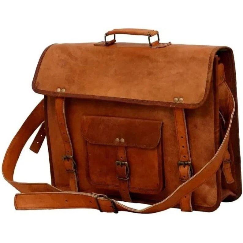 

Винтажная сумка Кожа Натуральная Ноутбук Мессенджер Плечевая Мужская Коричневая Дорожная 15 x 11 x 4 in