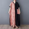 Short Sleeve Plus Size Cotton Vintage Patchwork New In Dresses for Women Casual Loose Maxi Long Summer Dress