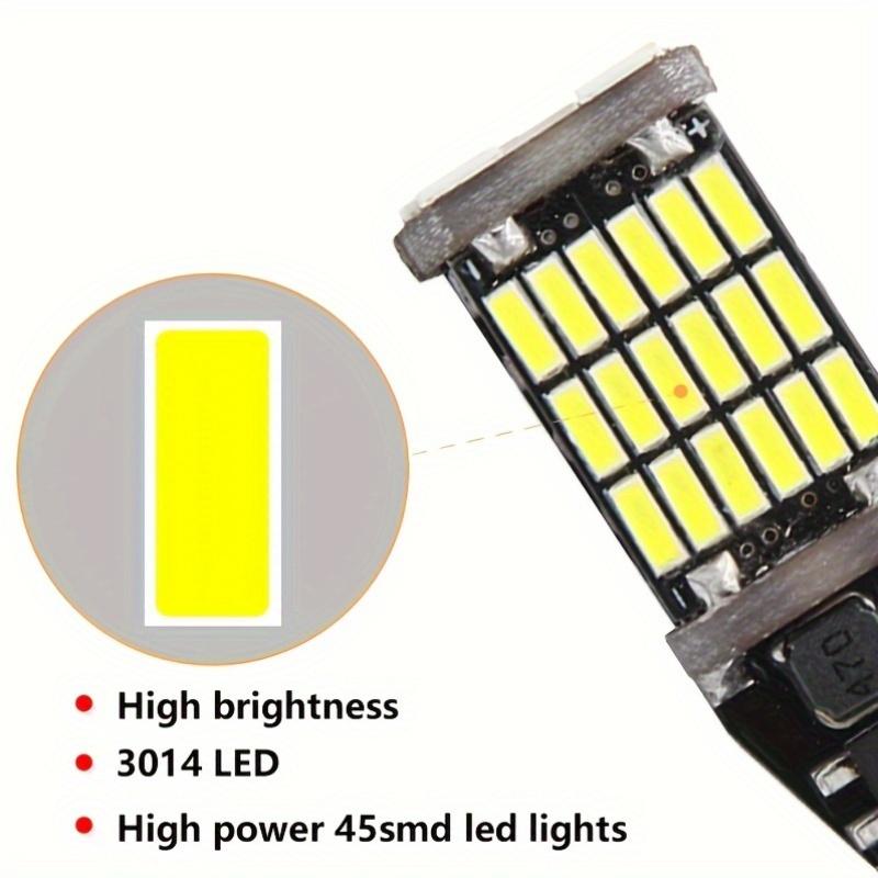 2pcs T15 W16W Led Super Bright 921 912 T16 902 LED Bulbs High Power 45pcs 4014SMD For Car Reversing Light White 12V, Without Battery