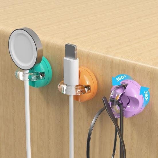 3/6 szt. Magnetyczny Klips Organizer na Kabel Obrotowy Samoprzylepny Uchwyt na Biurko na Kabel Ładujący Telefon Dane Zarządzanie Przewodami Zasilającymi Zacisk