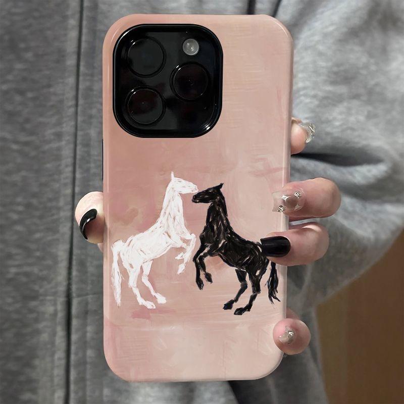 

Художній Чорно-Білий Абстрактний Малюнок Коня Захисний Чохол для Телефона для iPhone 17 16 15 14 11 12 13 Pro Max Air Plus Задня Кришка iPhone 12