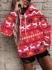 New Women's Christmas Style Hoodie Women's Long Sleeved Hooded Casual Pullover 3D Christmas Element Printed Loose Pullover Tops