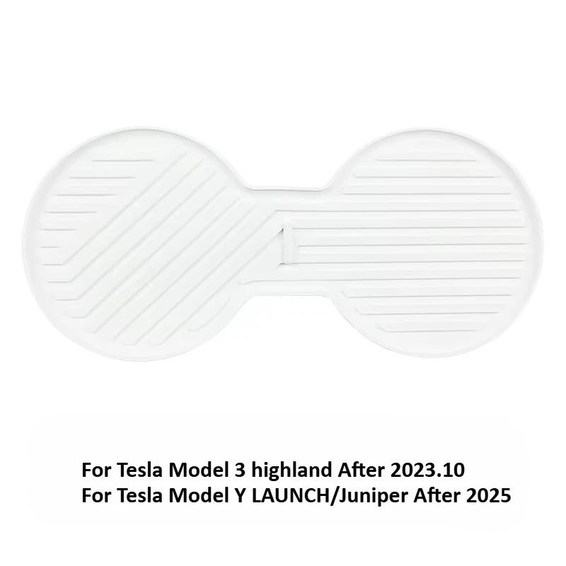 Central Control Water Cup Pad for Tesla Model Y LAUNCH 2025/Model 3 Highland Silicone Drink Coaster Antiskid Cup Mat Accessories