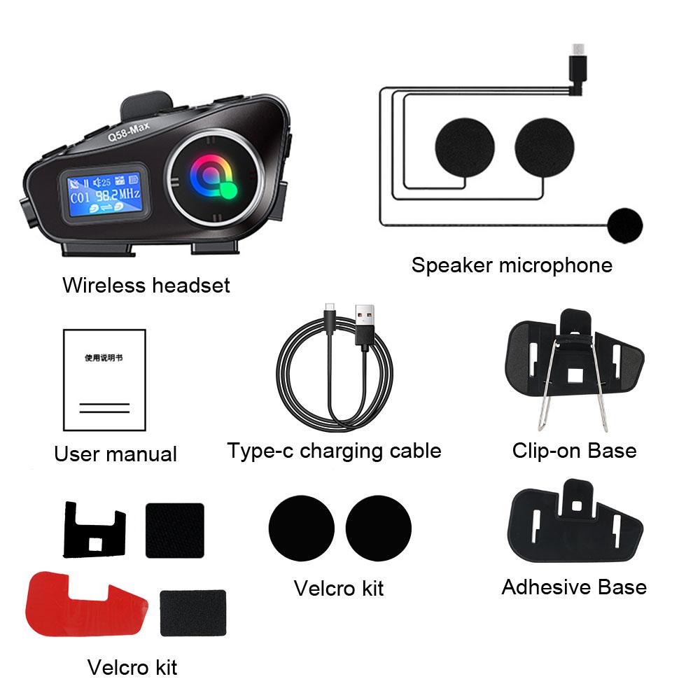 

Многофункциональная смешанная музыкальная гарнитура с двумя ядрами, водонепроницаемым ЖК-экраном, беспроводной интерком для шлема мотоцикла
