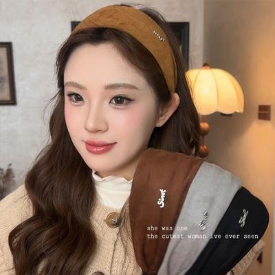 Koreanisches Samt-Breitstirnband Gleicher Stil Hoher Schädelkopf Schlankes Gesicht Täglicher Outdoor-Haarreif