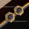 European American Western Greek Coins Relief Earrings Court Style Light Luxury High-end Feeling Antique