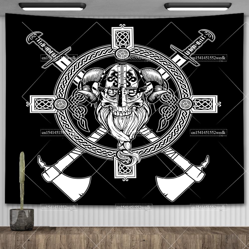 Viking Raven Tapestry Wall Hanging Hippie Vikings Norse Tapestrys Tarot Witchcraft Aesthetic Room Decoration Tapiz Home Decor