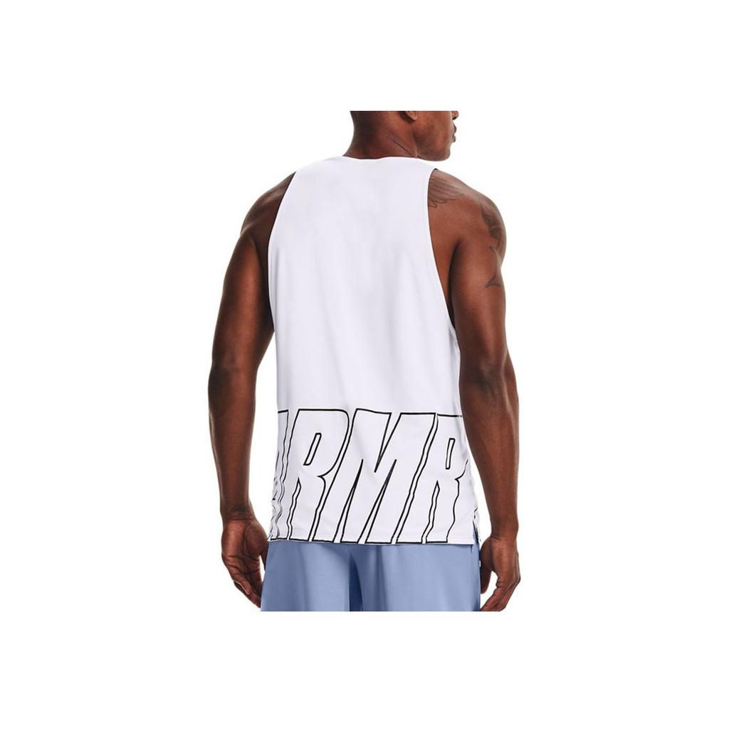 Under Armour Baseline Casual Sports Breathable Round Neck Loose Tank Top Men Tops White 1361899-100