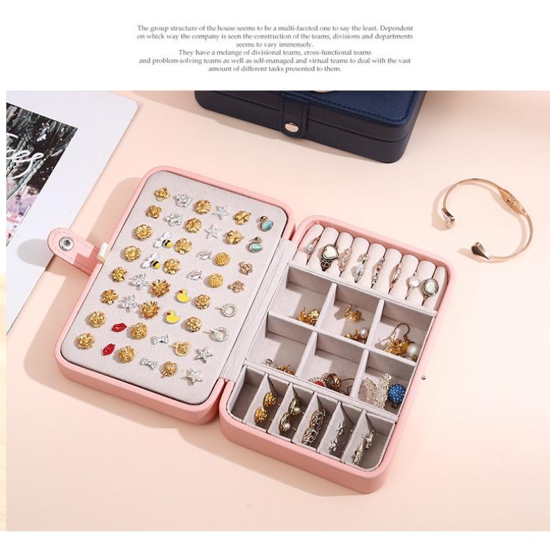 Jewelry Box Portable Storage Organizer Earring Rings Holder Pu Leather  Large Capacity Women Jewelry Display Travel Case