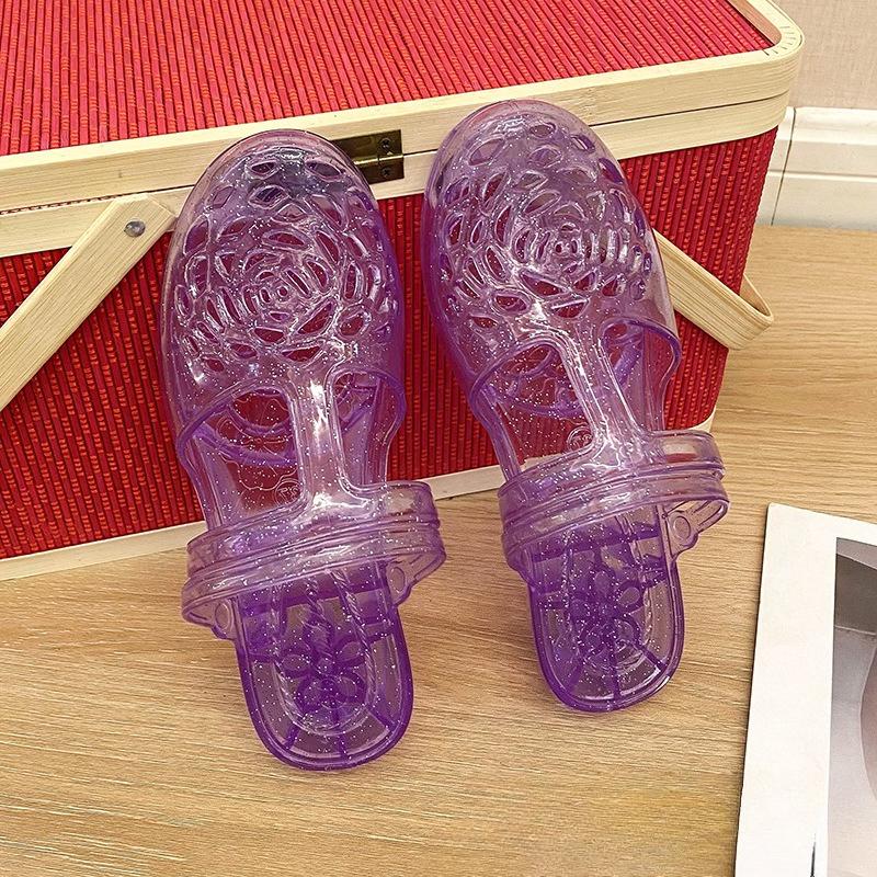 

Fashion New Bag Head Slippers Summer Hollow Crystal Cool Slippers Women s Wear Beach Sandals Wholesale 39-40 синий