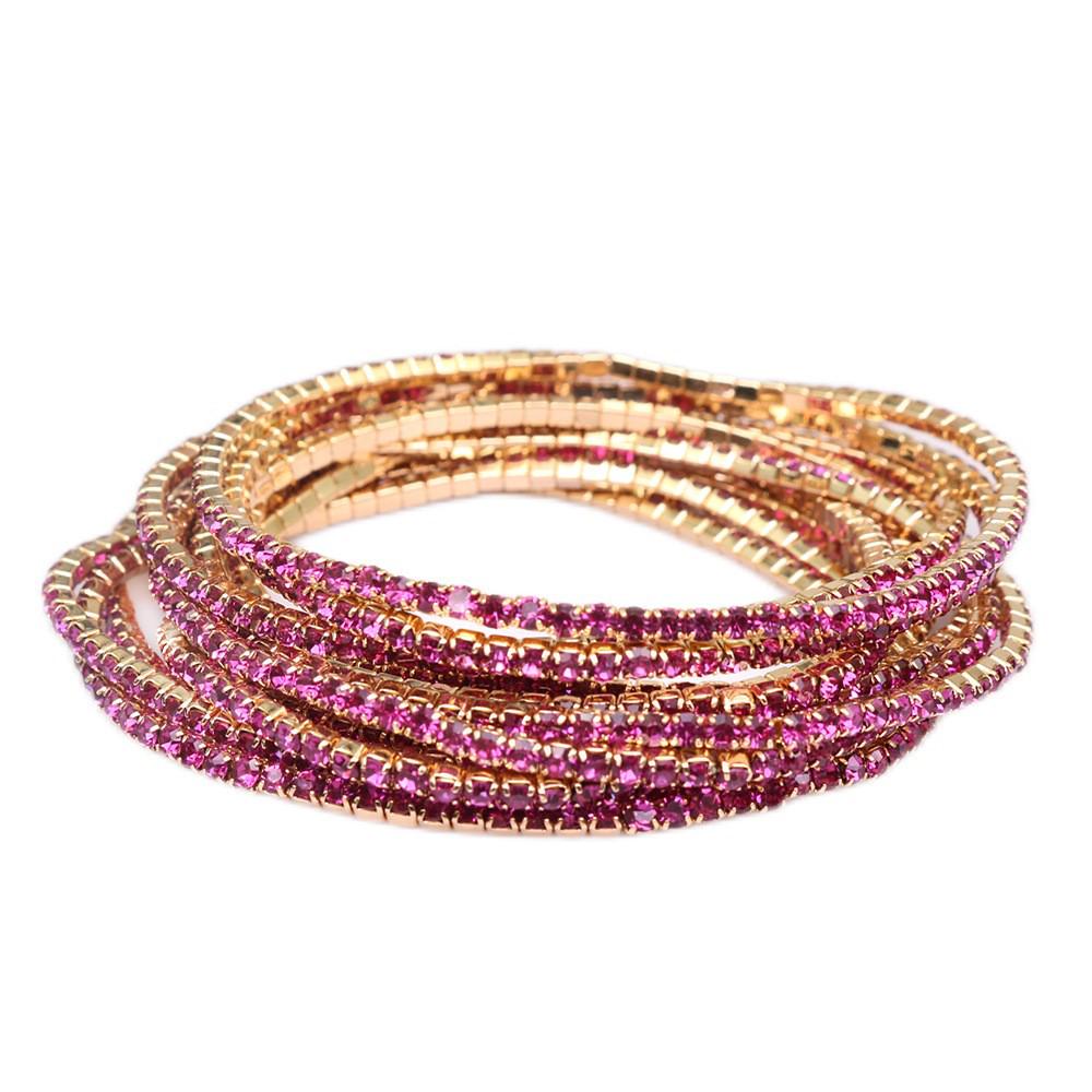 European & American Style Colorful Zircon Diamond Elastic Tennis Bracelet