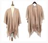 Women Gradient Space‑Dye Tassel Poncho Cape, Polyester Knit Open Front Shawl Wrap, Casual Soft Oversized Shoulder Cover Outerwear