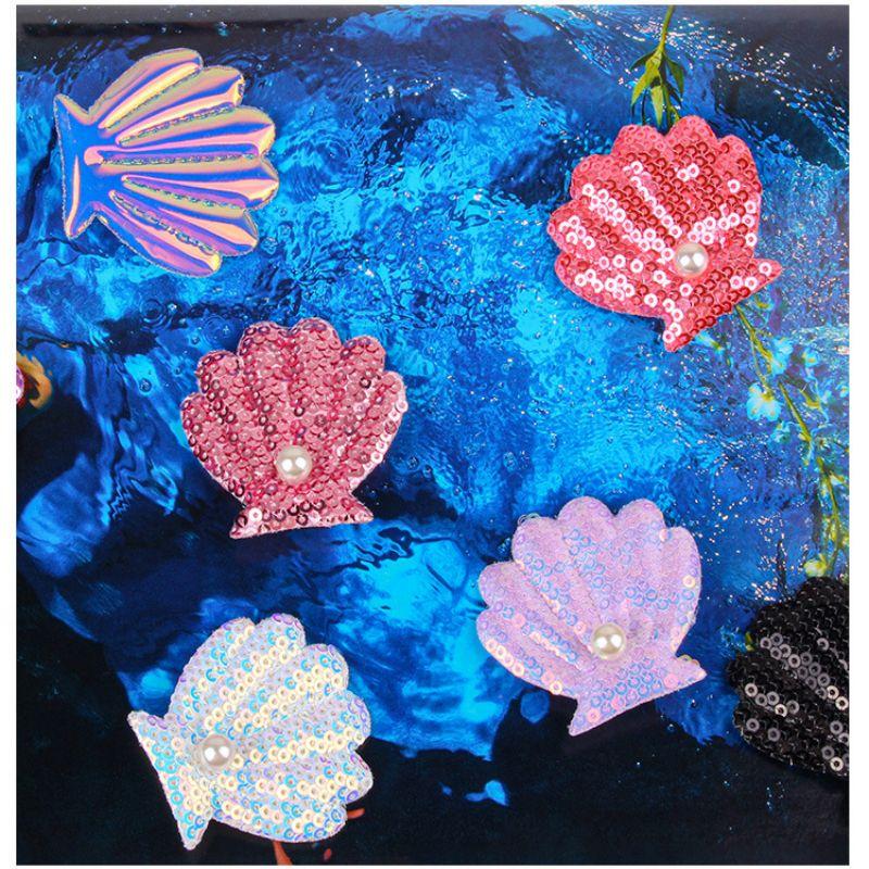 Sea Shell Hair Clip Mermaid Sea Shell Hair Accessories Multicolor Headpiece Beach Sea Shell Hair Pins Sequin Glitter Hair Clips