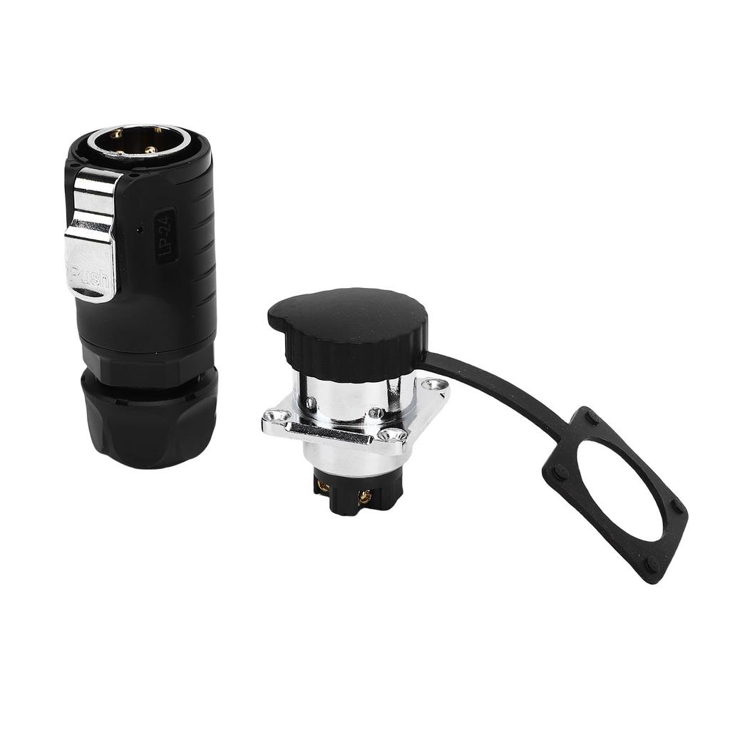 25A 4 Pin Pin and Socket IP68 Male and Female Aviation Wire Connector with   Flange Seat, Industrial Water Proof Connector, Function