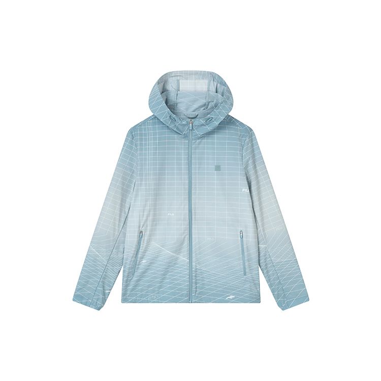 

FILA Solid Color Plaid Hooded Jacket Men jackets Bamboo-Blue F11M317702F-BU L