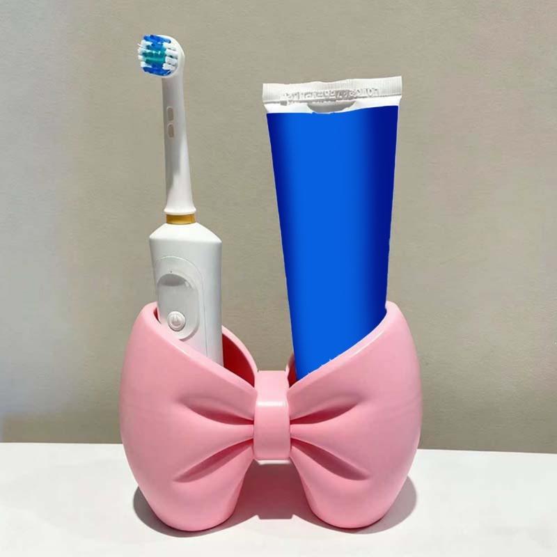 Bows Shape 3D Printed Toothbrush Toothpaste Holder for Home and Bathroom Countertop Bows Decoration