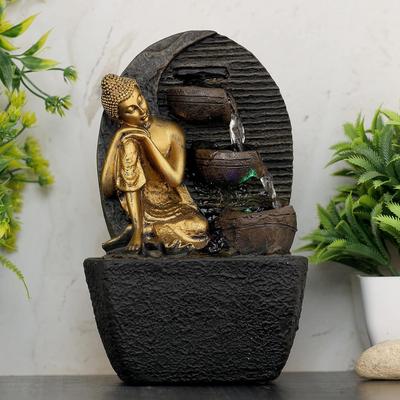 Polyresin Table Top Indoor Outdoor Water Fall Fountain with LED Lights Home Decor Decoration Gift Gifting Items