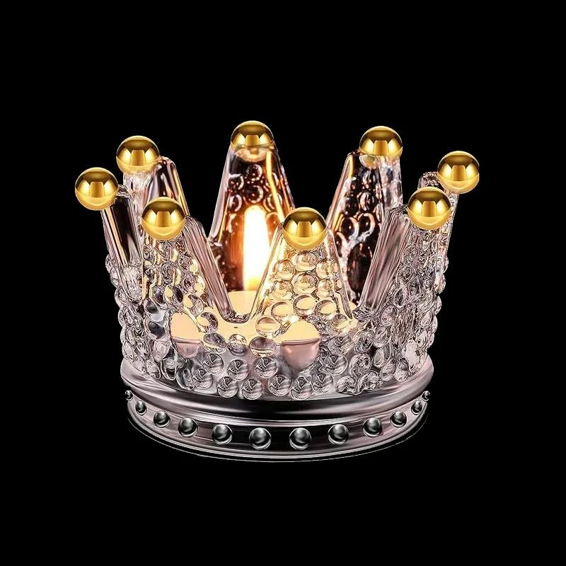 Lesklá korunka ze skla na svatbu, moderní domov, restauraci, svícny, ozdoby, noční světlo