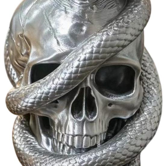 Gothic Skull Ornaments 3D Printed And Snake Figurine, Art Sculpture, Creative Unique Occult Style Gifts Skeleton Statue Ornament for Halloween