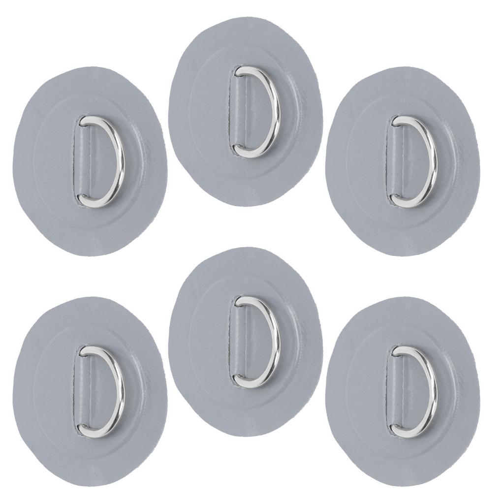 6 Pcs PVC D Ring Patch Elastic Rope Set Stainless Steel D Ring Patch Bungee Cord SetGray