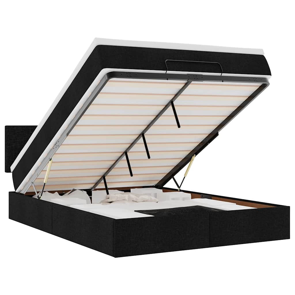 Ottoman Bed with Mattress & LEDs Black 140x200 Cm Fabric