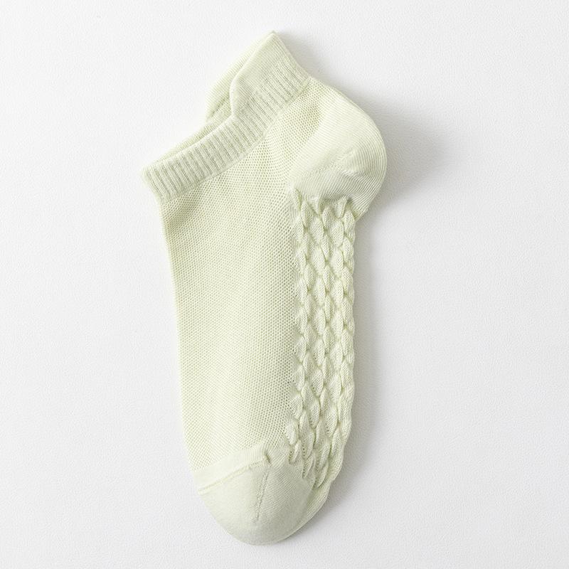 Women's Summer Thin, Short, Sweat-absorbing, Breathable, Mesh Massage Cotton Socks, Simple, Low-top, Boneless Socks