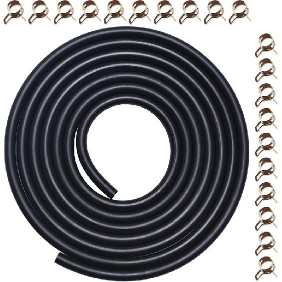 10 Feet 3/16 Inch ID Fuel Line With 20Pcs Hose Clamps For Kawasaki Kohler Briggs & Stratton Honda Predator Champion Generac Small Engines Mini Bike