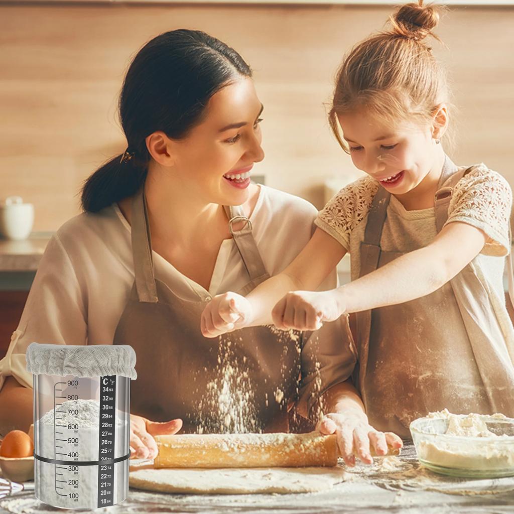 Zestaw słoików na zakwas 900 ml Pojemnik na zakwas Szklany słoik do fermentacji zakwasu z szerokim otworem do narzędzi do pieczenia chleba