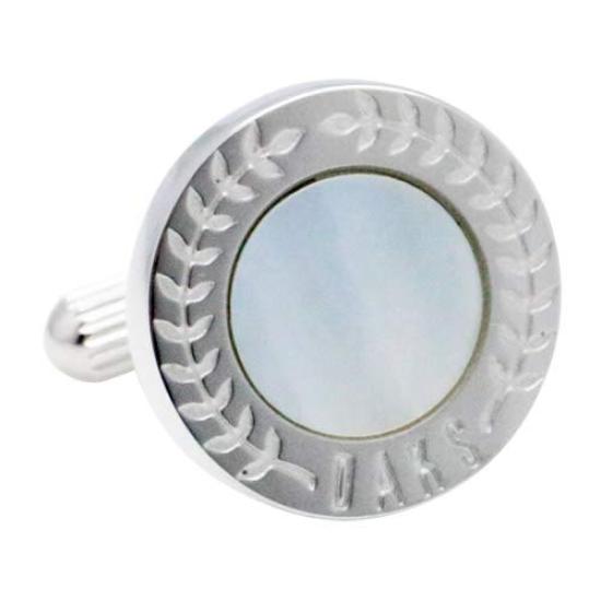 Dachshund Silver Round Cufflinks and Tie Clip Set Shell, Mother-of-Pearl (se-da027)